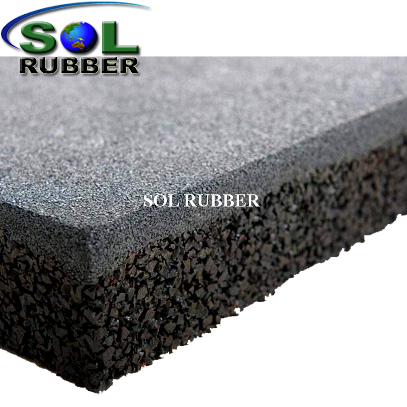 SOL RUBBER children outdoor safety crossfit playground rubber floor tiles mat fine SBR granules surface, bigger SBR granules bottom