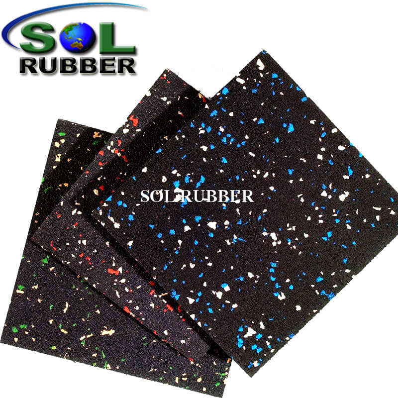 Black Rubber with Color EPDM Flecks Gym Flooring Tiles