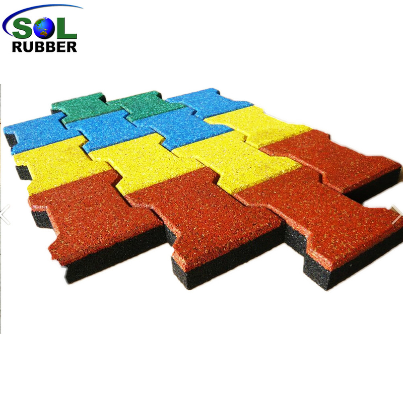SOL RUBBER outdoor driveway recycled rubber brick tiles patio pavers mats lowes EPDM granules surface, bigger SBR granules bottom