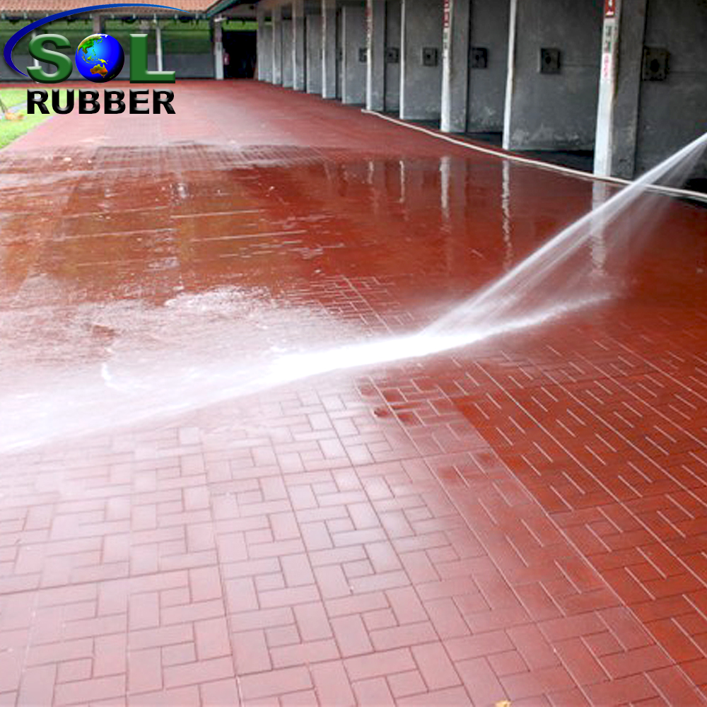 SOL RUBBER outdoor driveway recycled rubber brick tiles mats lowes fine SBR granules surface, bigger SBR granules bottom