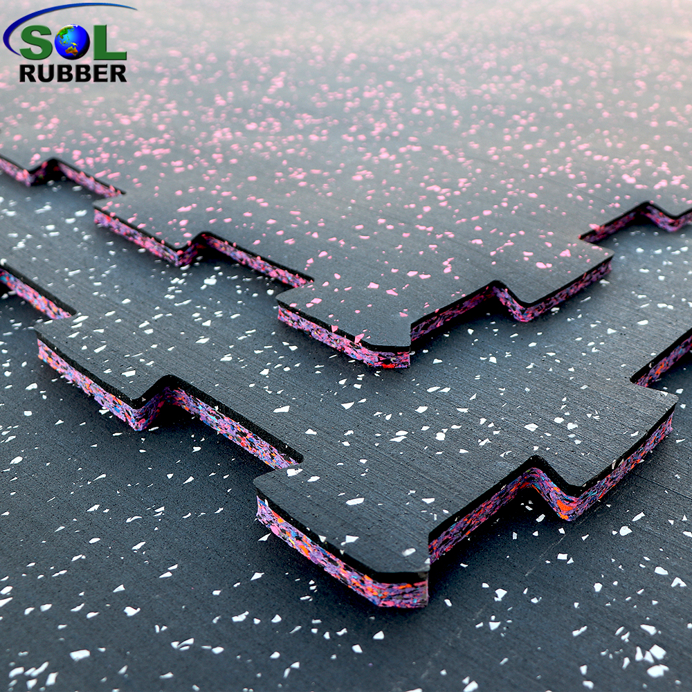 Rubber floor tiles interlocking