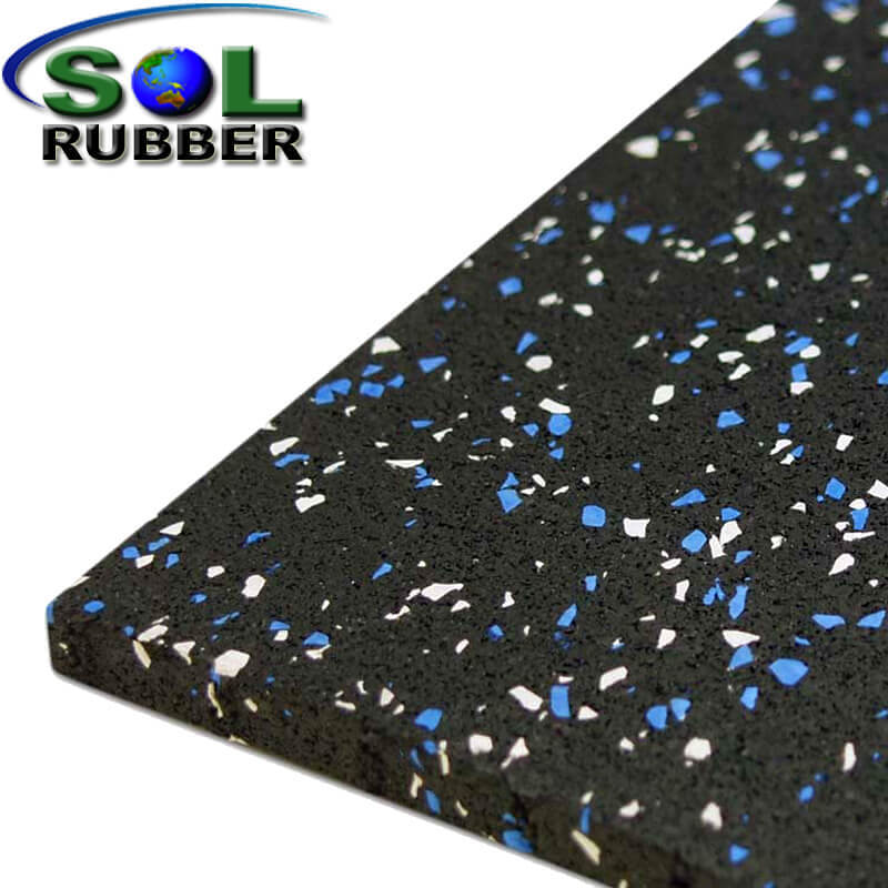 Black Rubber with Color EPDM Flecks Gym Flooring Tiles
